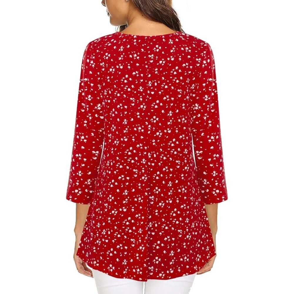Women 3/4 Sleeve Floral Tunic Top Dressy Casual Long Blouse - Picture 3 of 4